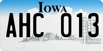 IA license plate AHC013