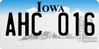 IA license plate AHC016