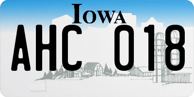 IA license plate AHC018