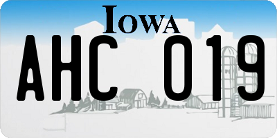 IA license plate AHC019