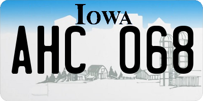 IA license plate AHC068