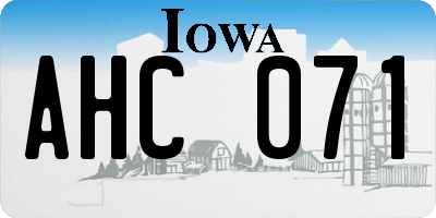 IA license plate AHC071