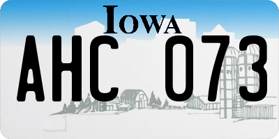 IA license plate AHC073