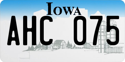 IA license plate AHC075