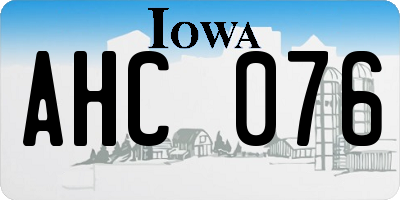 IA license plate AHC076