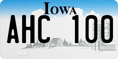 IA license plate AHC100