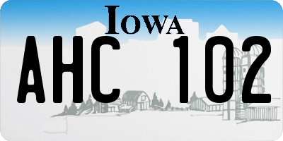 IA license plate AHC102