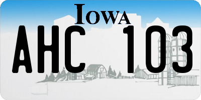 IA license plate AHC103