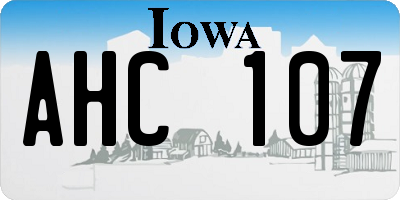 IA license plate AHC107