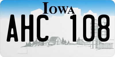 IA license plate AHC108