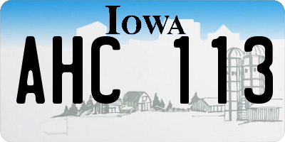 IA license plate AHC113