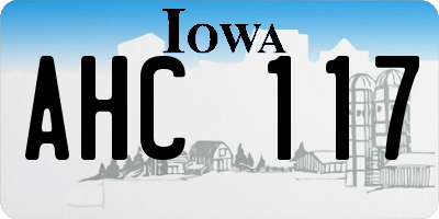 IA license plate AHC117