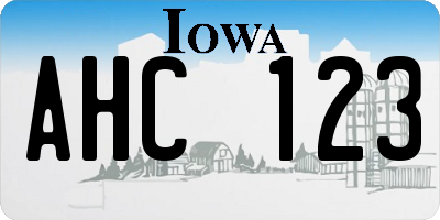 IA license plate AHC123