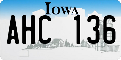 IA license plate AHC136