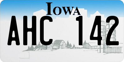 IA license plate AHC142