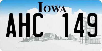 IA license plate AHC149