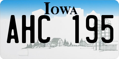 IA license plate AHC195