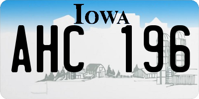 IA license plate AHC196