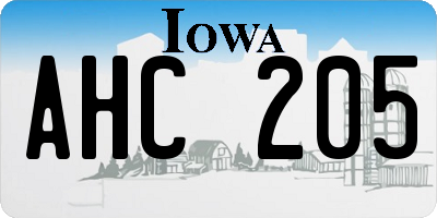 IA license plate AHC205