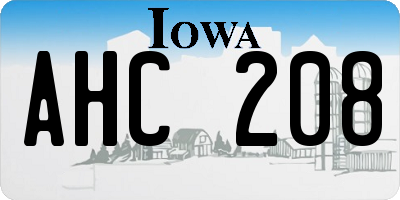 IA license plate AHC208