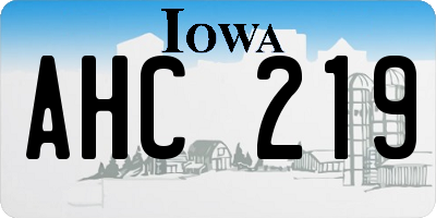 IA license plate AHC219