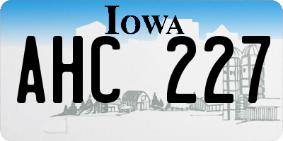 IA license plate AHC227