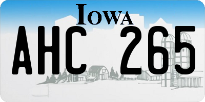 IA license plate AHC265