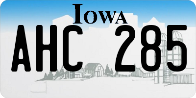 IA license plate AHC285
