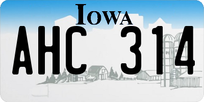 IA license plate AHC314