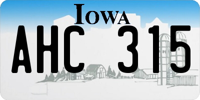 IA license plate AHC315