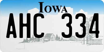 IA license plate AHC334