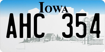 IA license plate AHC354