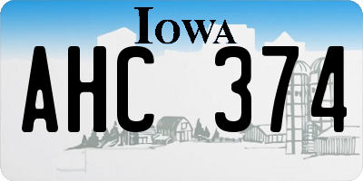 IA license plate AHC374