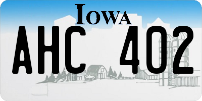 IA license plate AHC402