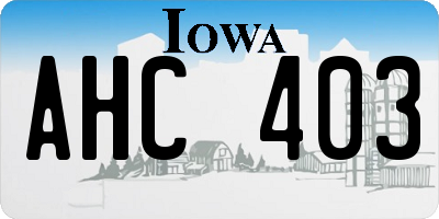IA license plate AHC403