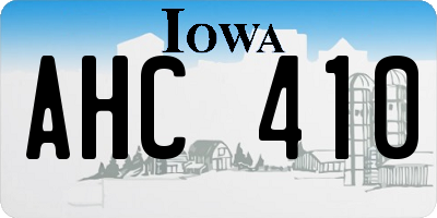 IA license plate AHC410