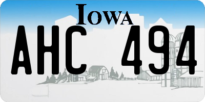 IA license plate AHC494