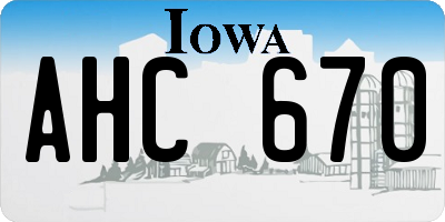 IA license plate AHC670