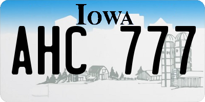 IA license plate AHC777
