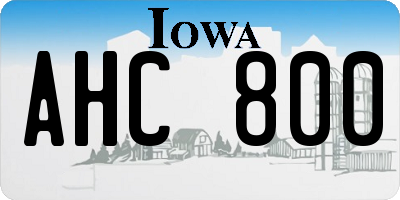 IA license plate AHC800