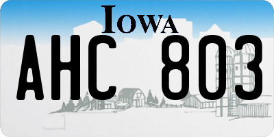 IA license plate AHC803