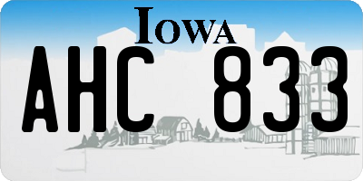 IA license plate AHC833