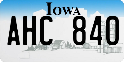 IA license plate AHC840