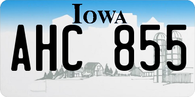 IA license plate AHC855