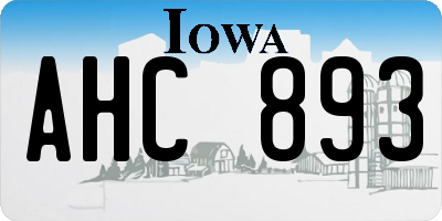 IA license plate AHC893