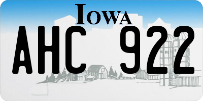 IA license plate AHC922
