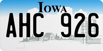 IA license plate AHC926