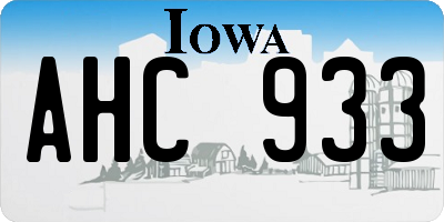 IA license plate AHC933
