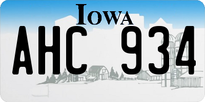 IA license plate AHC934