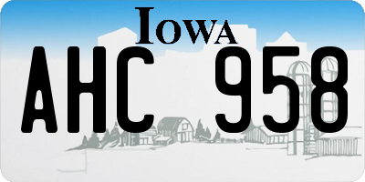 IA license plate AHC958